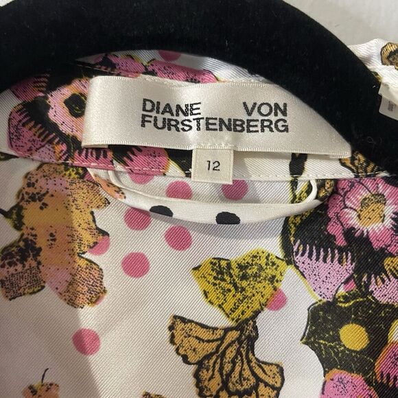 DIANE VON FURSTENBERG Prita Printed Silk-twill Mini Shirt Dress Size 12 DVF - Picture 6 of 14